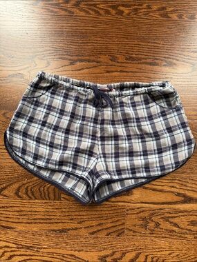 Make + Model Navy and Cream Plaid Pajama Shorts